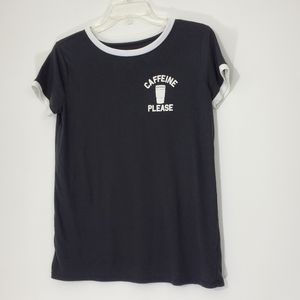 Black "Caffeine Please" Tee, Size Large